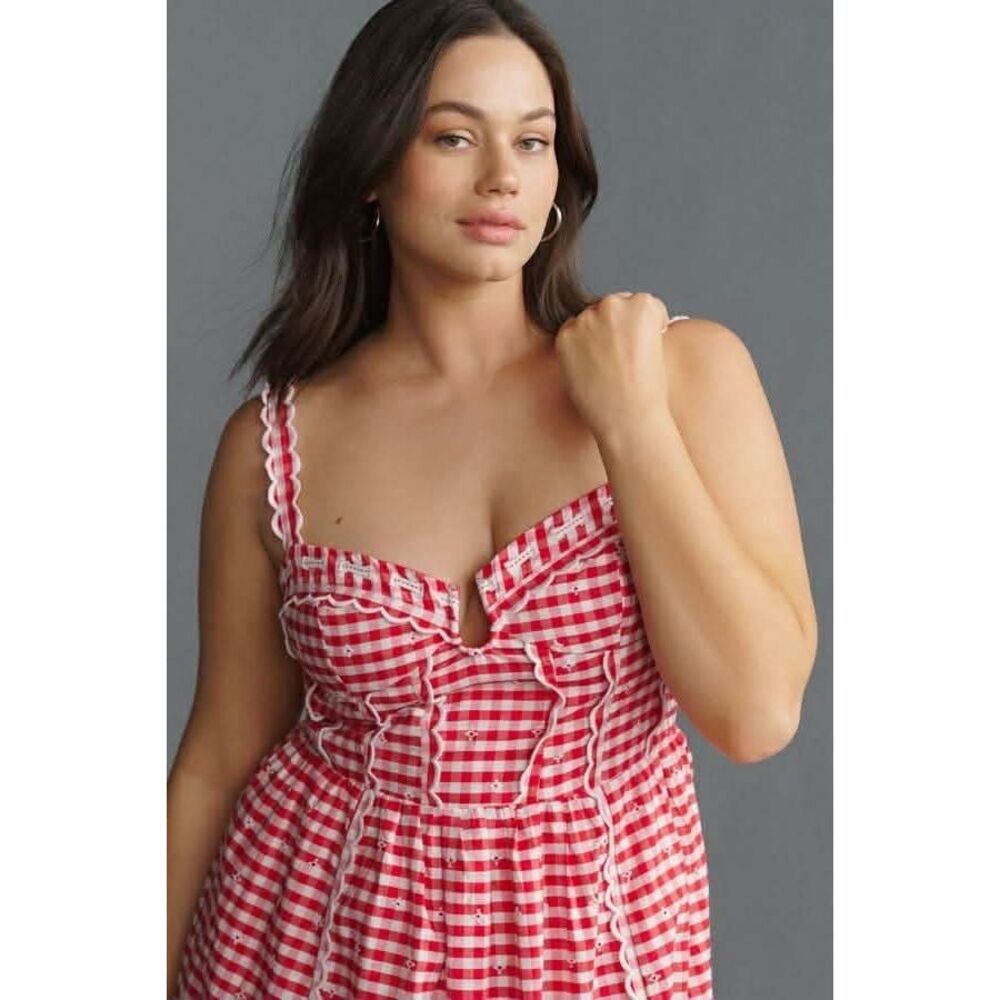 Anthropologie Sleeveless Sweetheart Gingham Midi Dress $248 - Picture 5 of 11